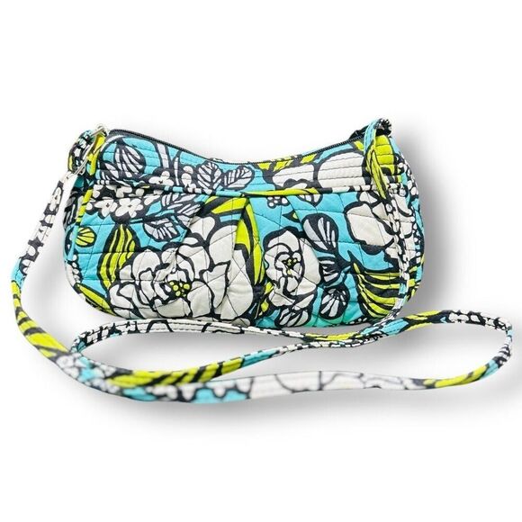 Vera Bradley Blue Floral Crossbody Bag Small Quilted Cotton Adjustable Strap - Picture 4 of 12